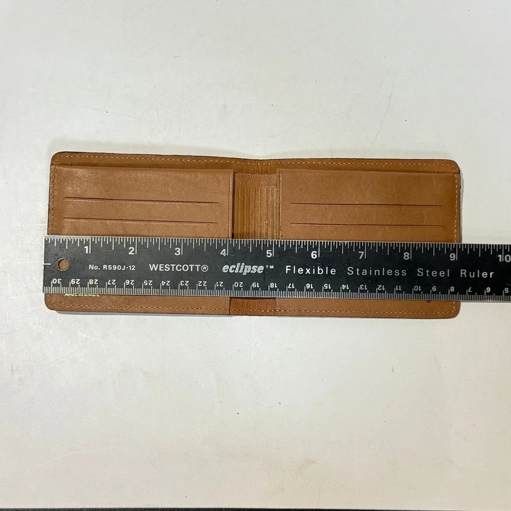 Vintage 90s Genuine Brown Leather Bi-Fold Wallet Made in Brazil Marlboro Miles